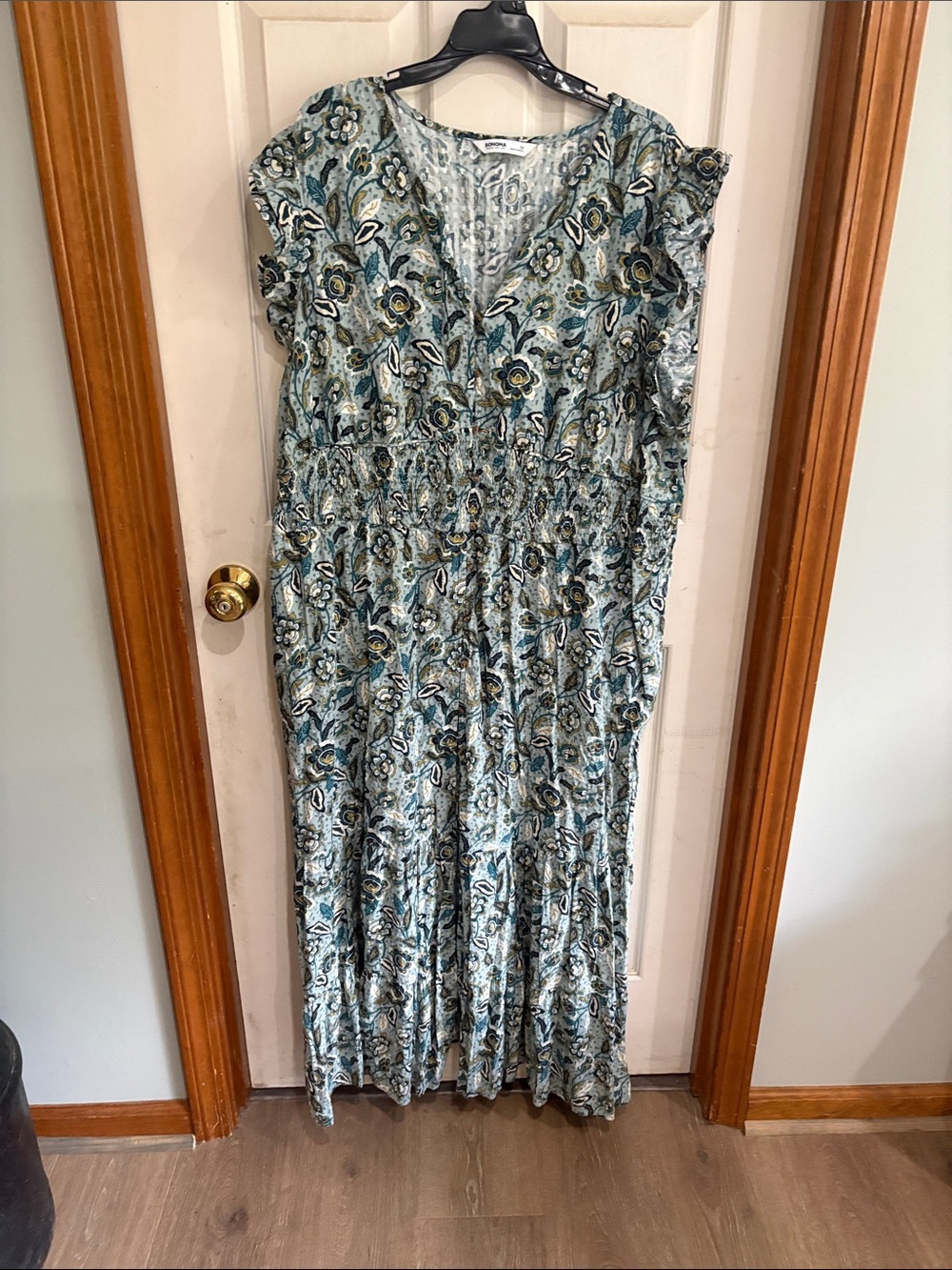 Sonoma Floral V-Neck Maxi Dress in Blue and Green